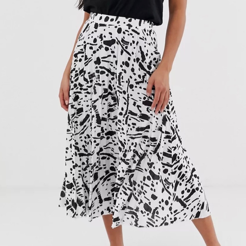ASOS Black & White Abstract print midi skirt